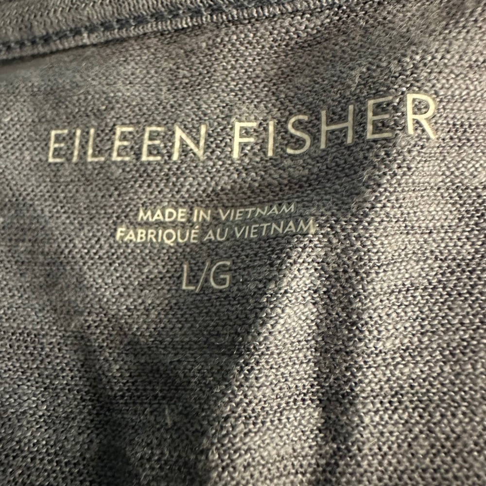 Eileen Fisher Dress Size Large Slate Blue/Gray Hemp Organic Cotton Blend Dress - Picture 8 of 10